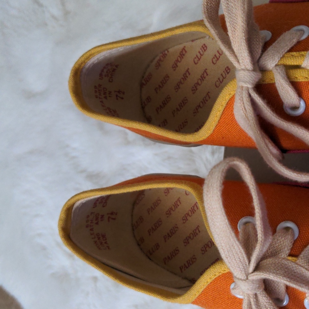 Vintage pink & orange color block Paris Sport Club shoes - Picture 5 of 8